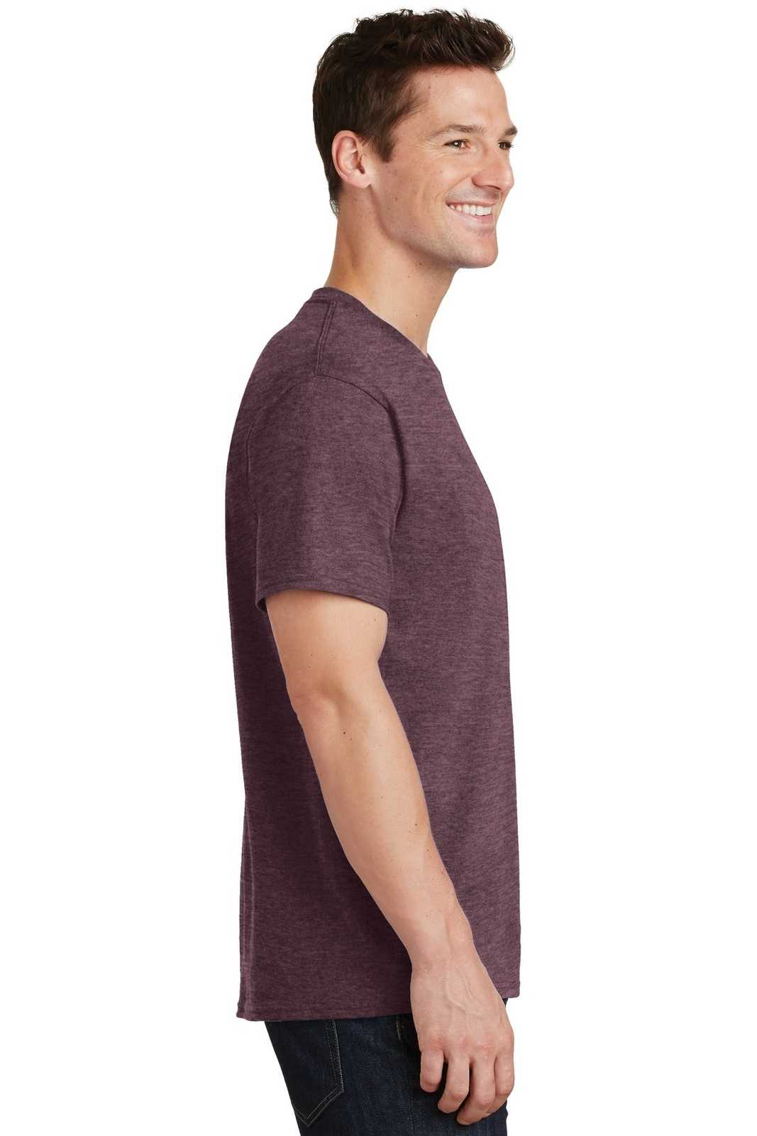 Port &amp; Company PC54 Core Cotton Tee - Heather Athletic Maroon - HIT a Double - 3