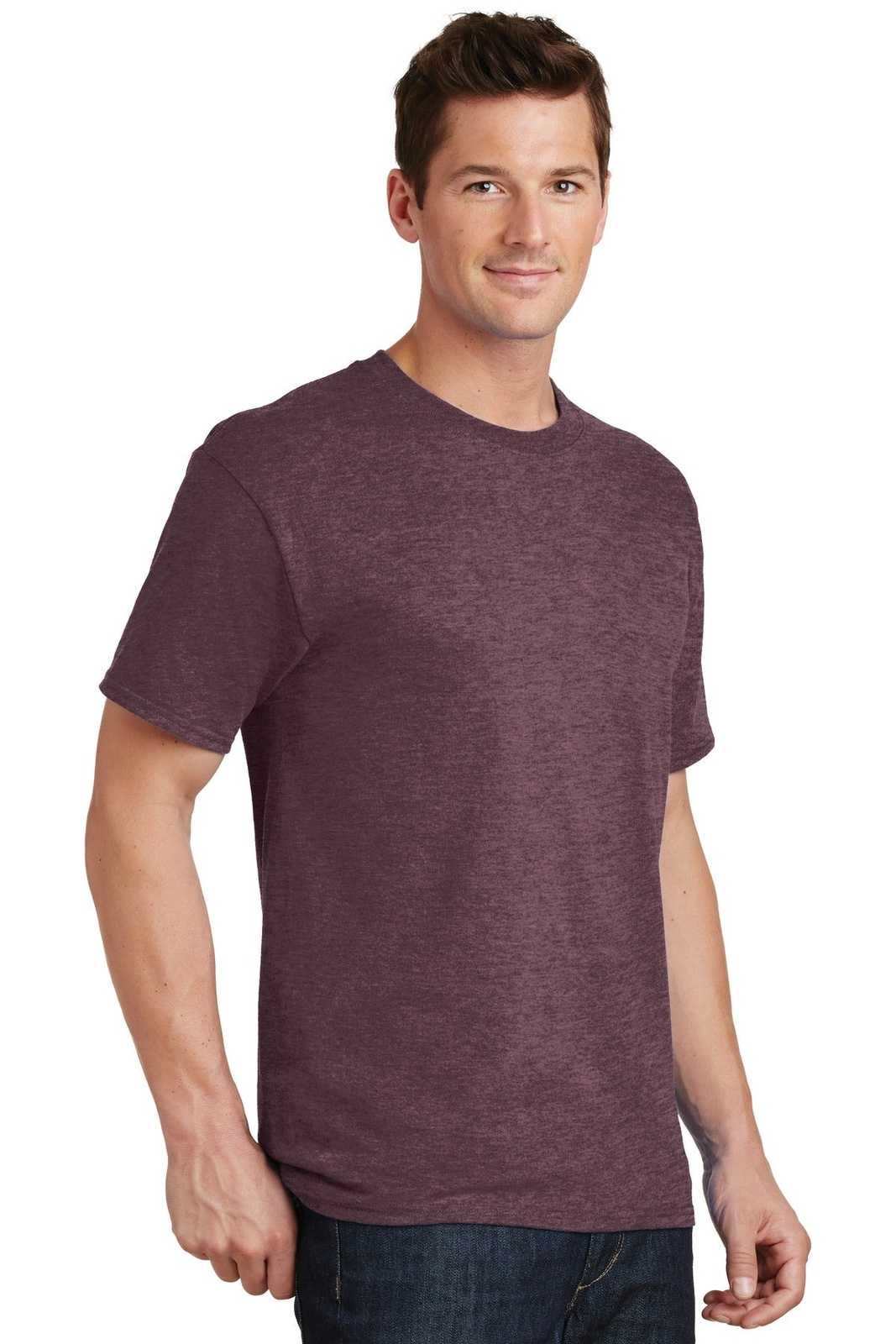 Port &amp; Company PC54 Core Cotton Tee - Heather Athletic Maroon - HIT a Double - 4