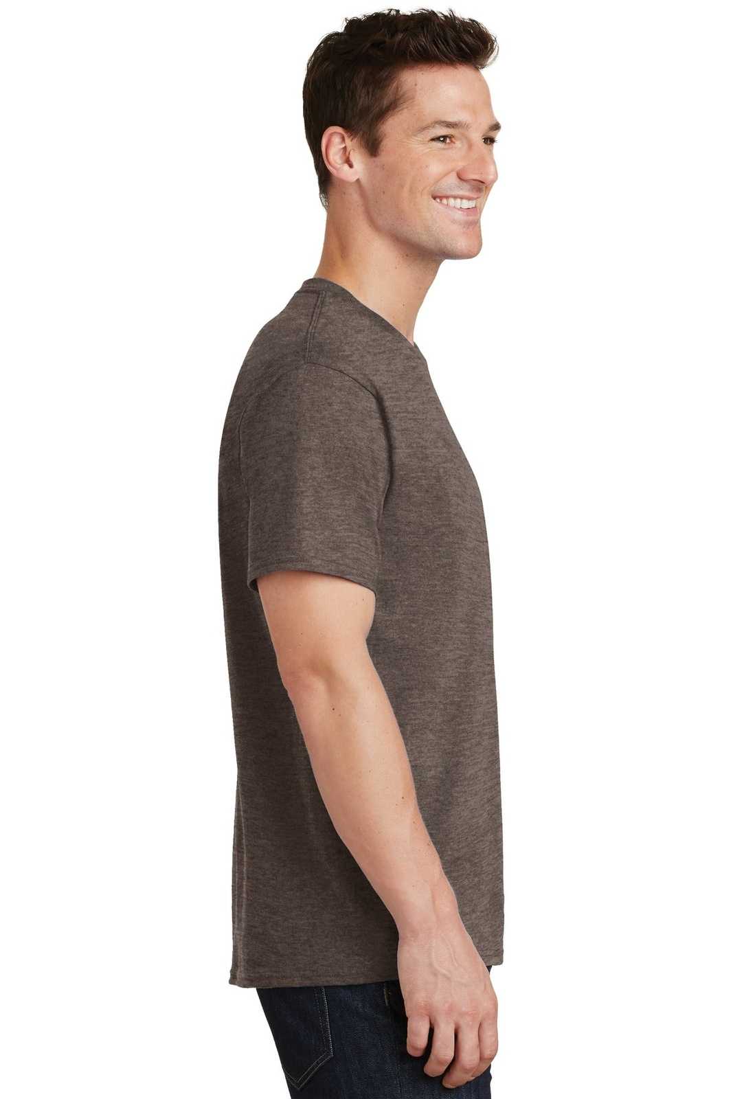 Port &amp; Company PC54 Core Cotton Tee - Heather Dark Chocolate Brown - HIT a Double - 3