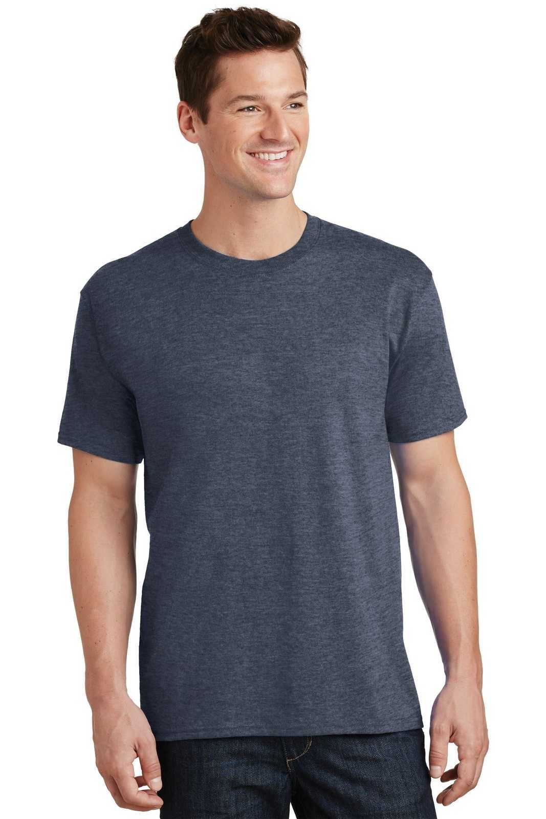Port & Company PC54 Core Cotton Tee - Heather Navy - HIT a Double - 1