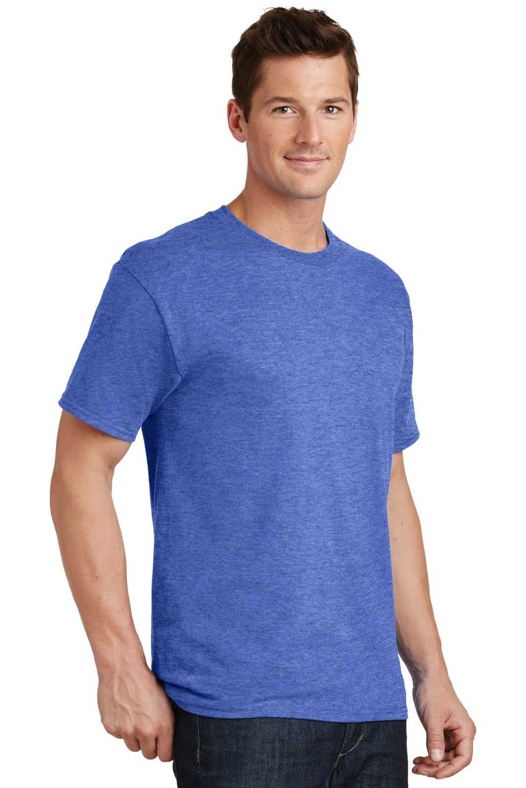Port &amp; Company PC54 Core Cotton Tee - Heather Royal - HIT a Double - 4