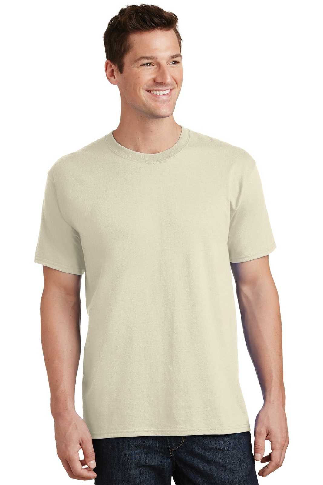 Port &amp; Company PC54 Core Cotton Tee - Natural - HIT a Double - 1