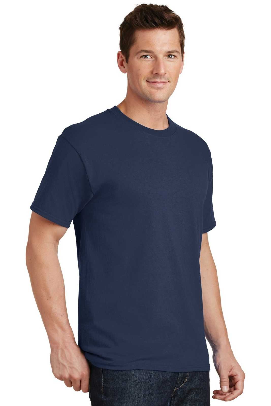 Port &amp; Company PC54 Core Cotton Tee - Navy - HIT a Double - 4