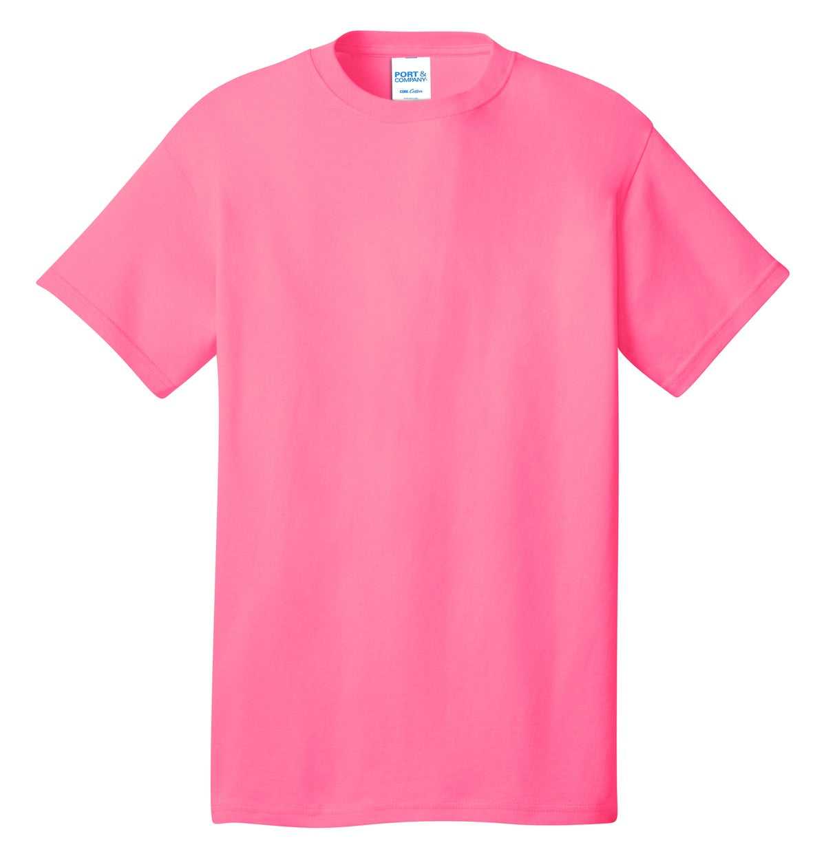 Port &amp; Company PC54 Core Cotton Tee - Neon Pink - HIT a Double - 5