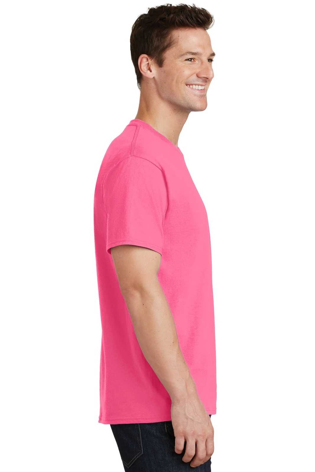 Port &amp; Company PC54 Core Cotton Tee - Neon Pink - HIT a Double - 3
