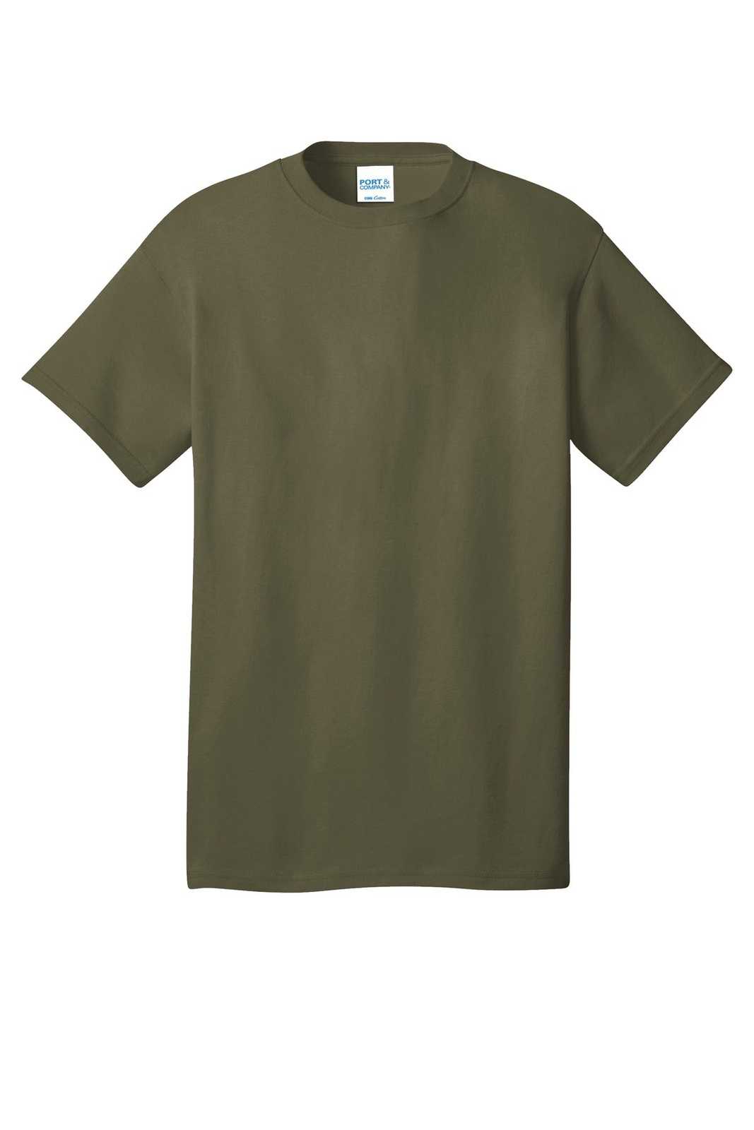 Port &amp; Company PC54 Core Cotton Tee - Olive Drab Green - HIT a Double - 5