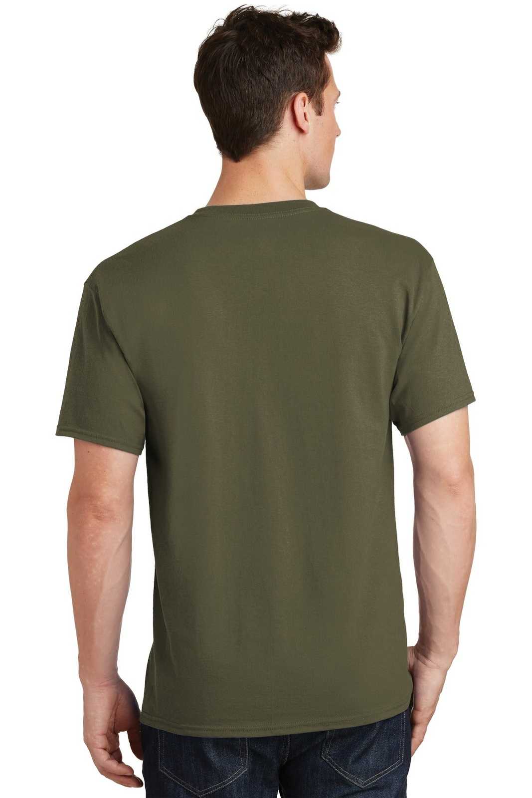 Port &amp; Company PC54 Core Cotton Tee - Olive Drab Green - HIT a Double - 2