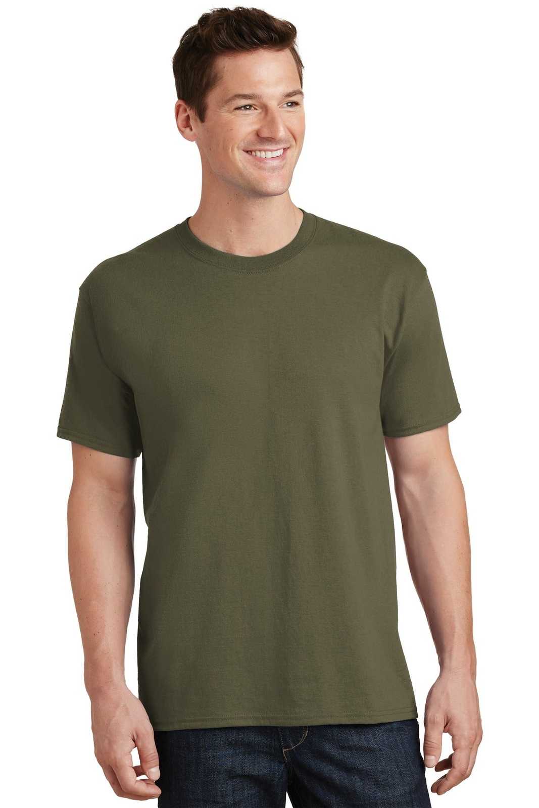 Port &amp; Company PC54 Core Cotton Tee - Olive Drab Green - HIT a Double - 1