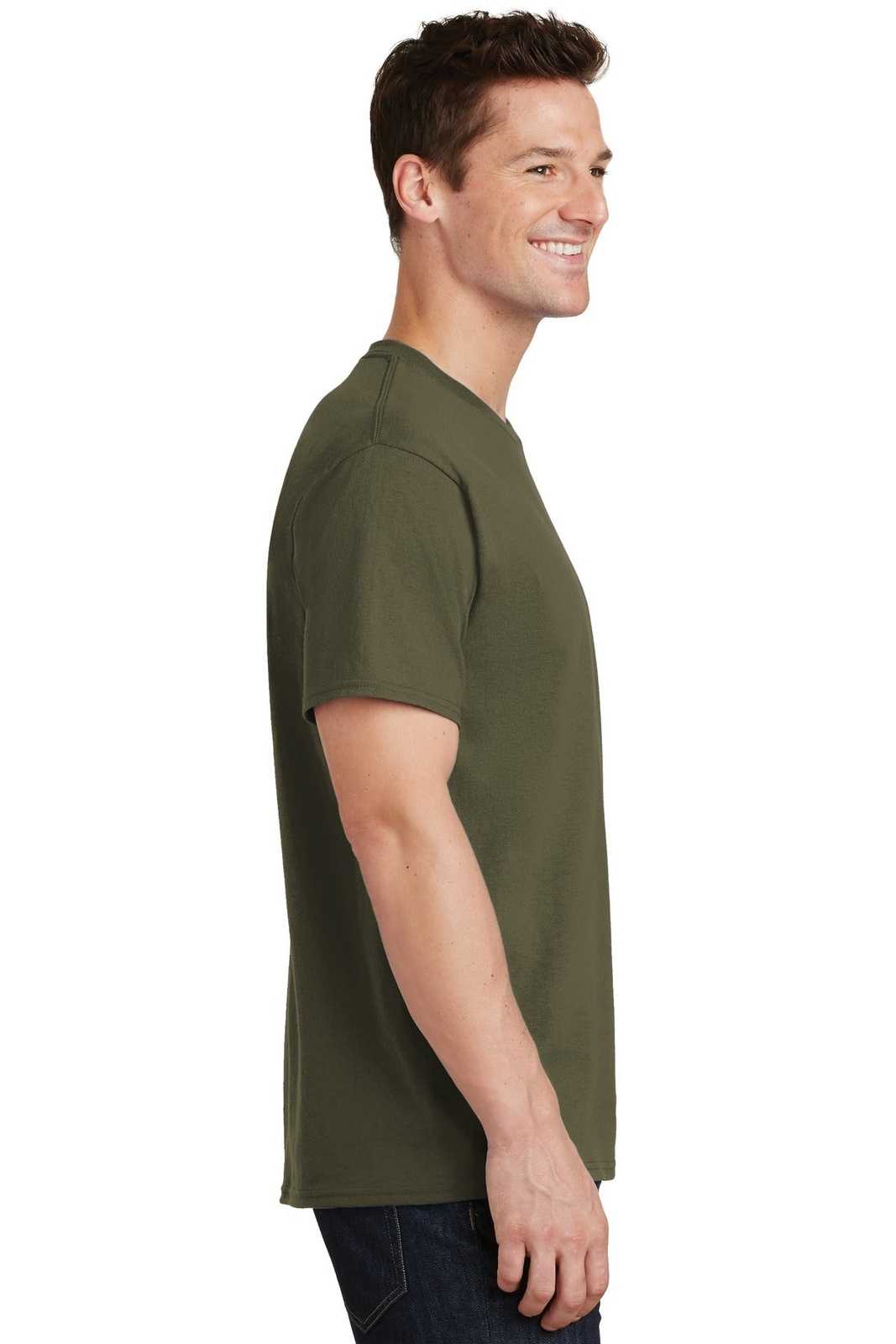Port &amp; Company PC54 Core Cotton Tee - Olive Drab Green - HIT a Double - 3