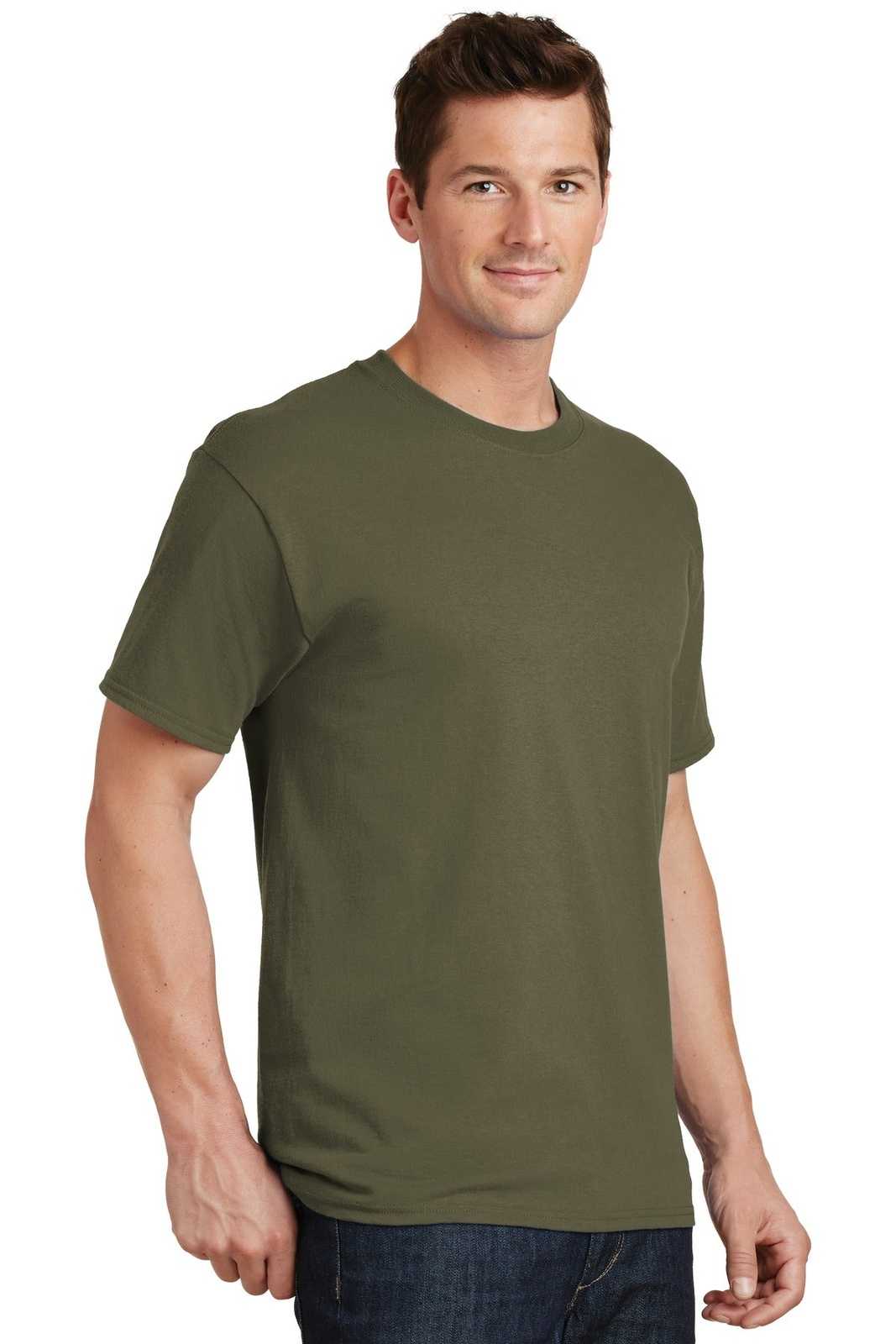 Port &amp; Company PC54 Core Cotton Tee - Olive Drab Green - HIT a Double - 4