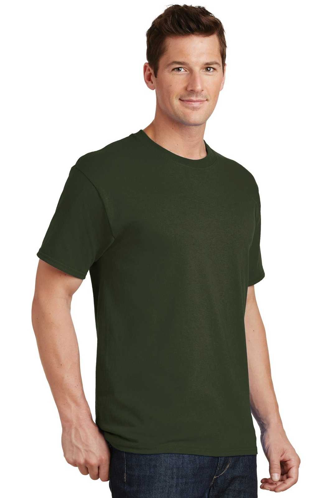 Port &amp; Company PC54 Core Cotton Tee - Olive - HIT a Double - 4