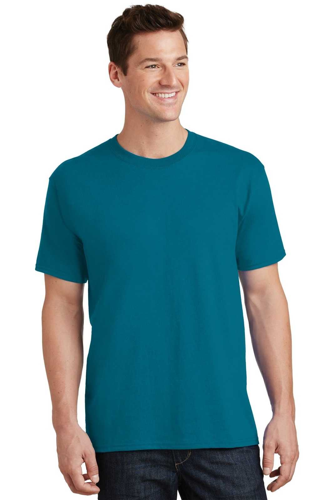 Port &amp; Company PC54 Core Cotton Tee - Teal - HIT a Double - 1