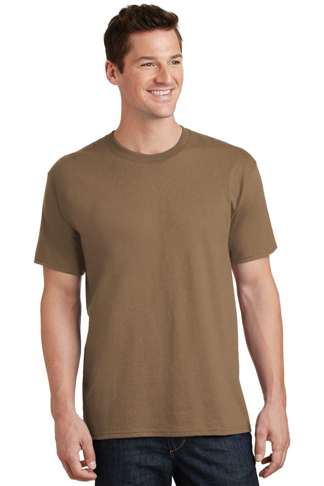 Port &amp; Company PC54 Core Cotton Tee - Woodland Brown - HIT a Double - 1