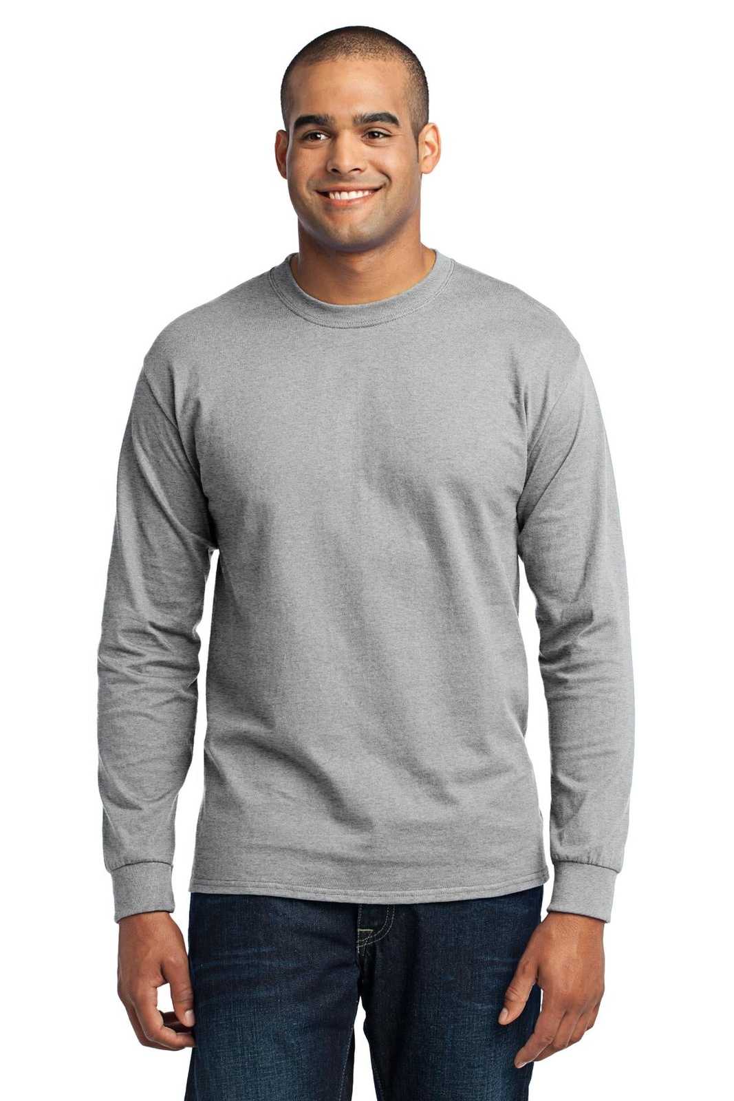 Port &amp; Company PC55LST Tall Long Sleeve Core Blend Tee - Ash - HIT a Double - 1