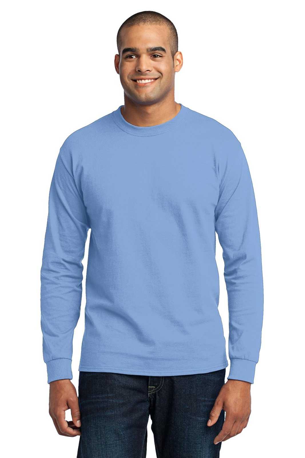 Port &amp; Company PC55LST Tall Long Sleeve Core Blend Tee - Light Blue - HIT a Double - 1