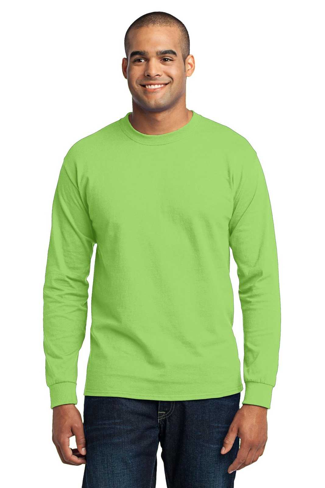 Port &amp; Company PC55LST Tall Long Sleeve Core Blend Tee - Lime - HIT a Double - 1