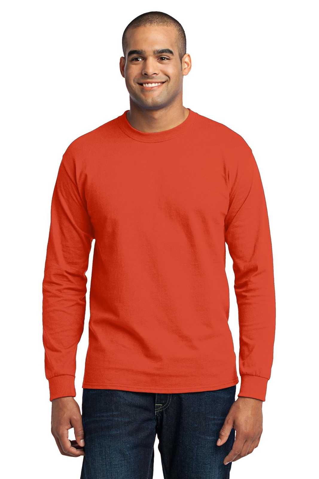 Port &amp; Company PC55LST Tall Long Sleeve Core Blend Tee - Orange - HIT a Double - 1