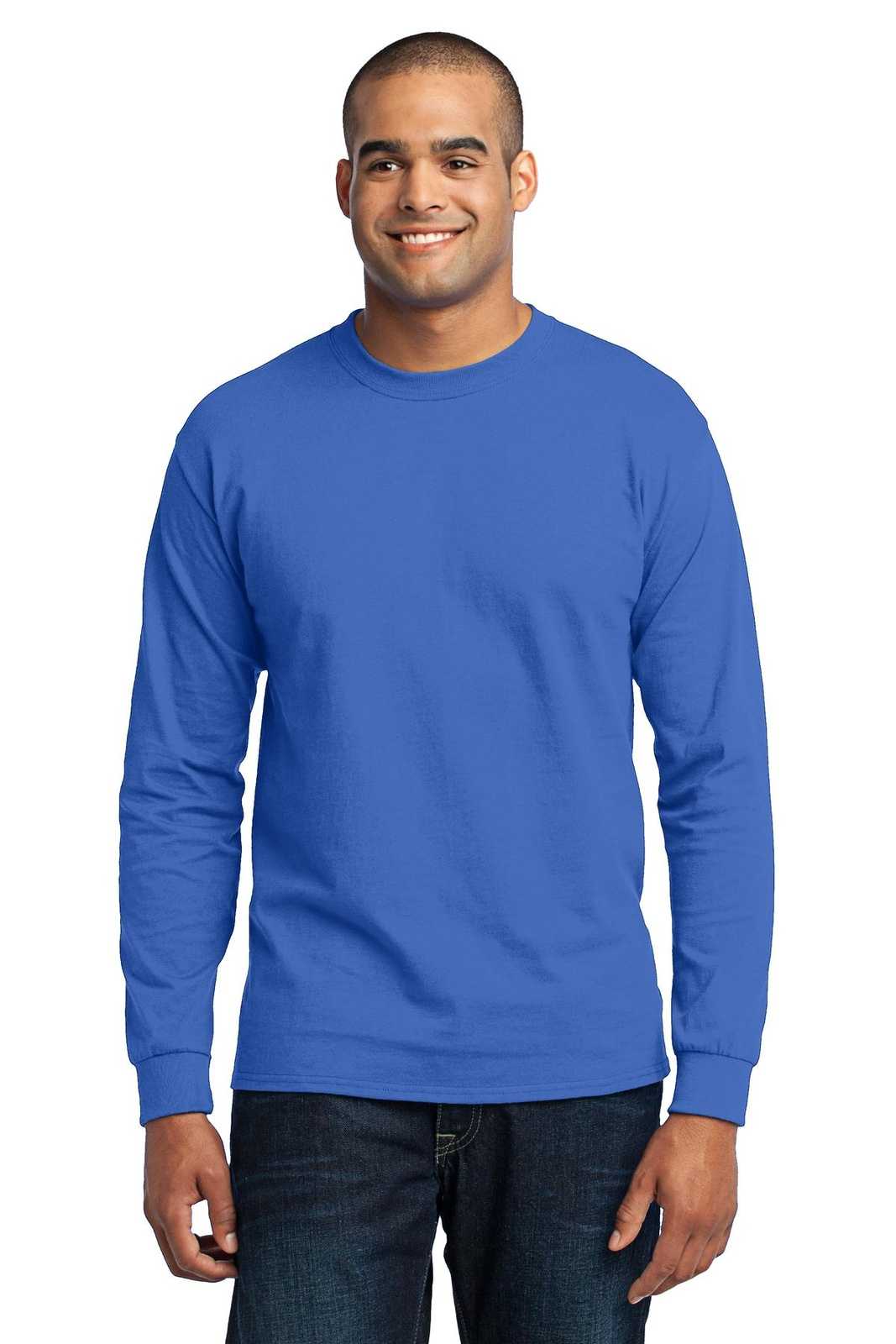 Port &amp; Company PC55LST Tall Long Sleeve Core Blend Tee - Royal - HIT a Double - 1