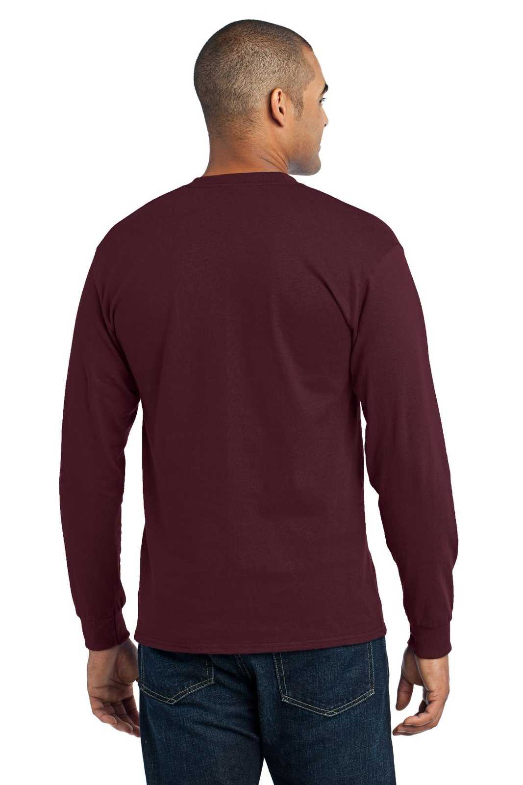 Port &amp; Company PC55LS Long Sleeve Core Blend Tee - Athletic Maroon - HIT a Double - 2