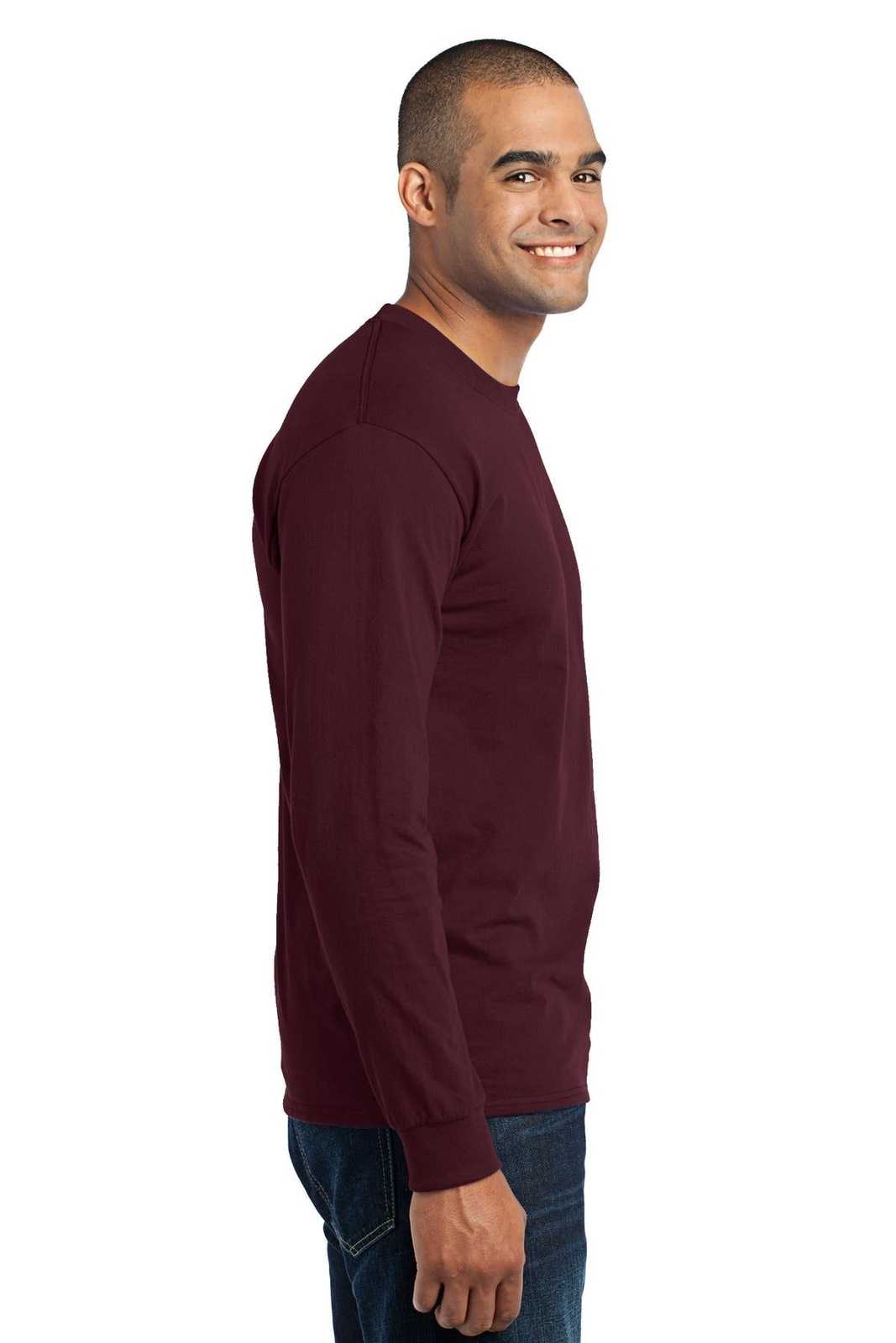 Port &amp; Company PC55LS Long Sleeve Core Blend Tee - Athletic Maroon - HIT a Double - 3