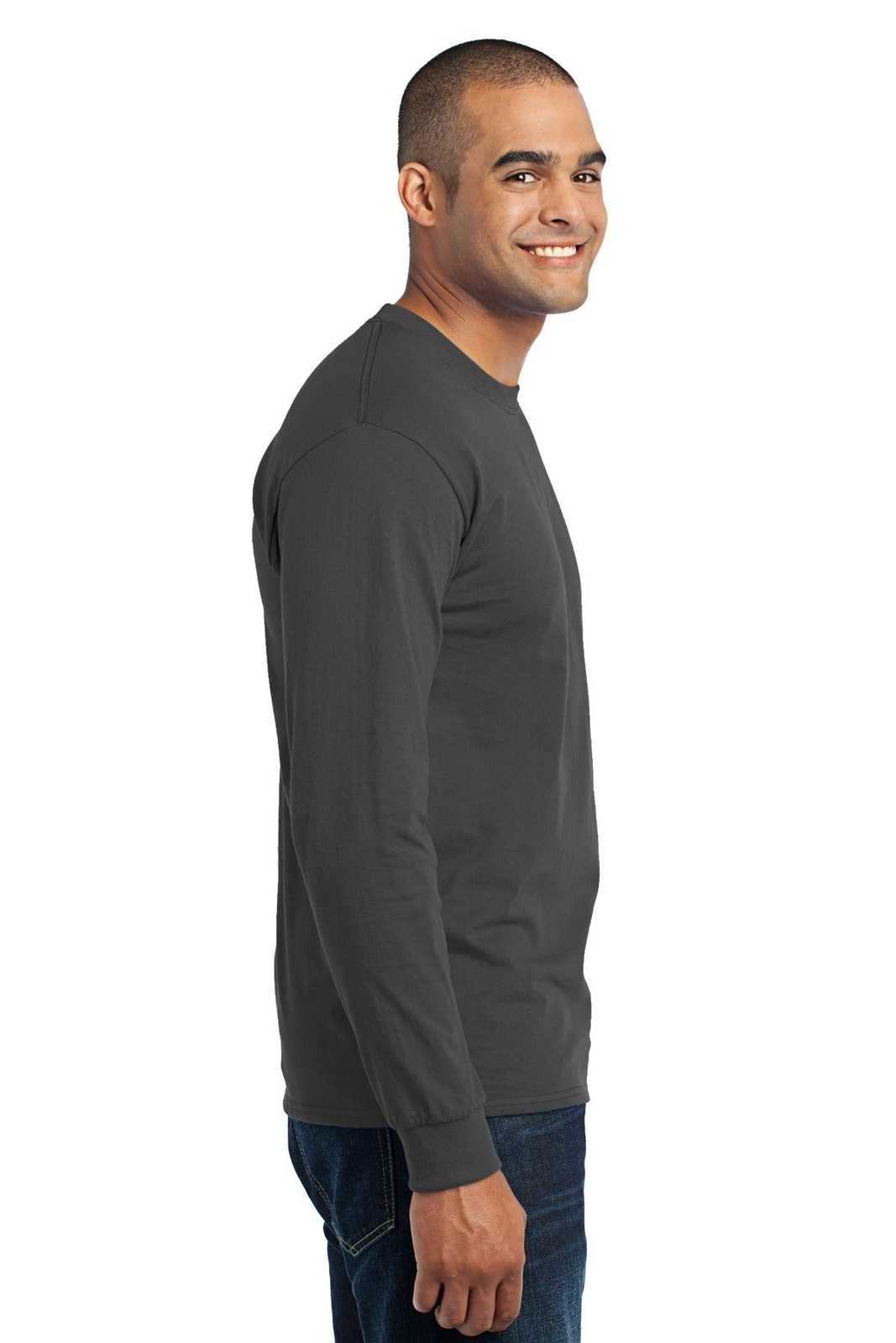 Port &amp; Company PC55LS Long Sleeve Core Blend Tee - Charcoal - HIT a Double - 3