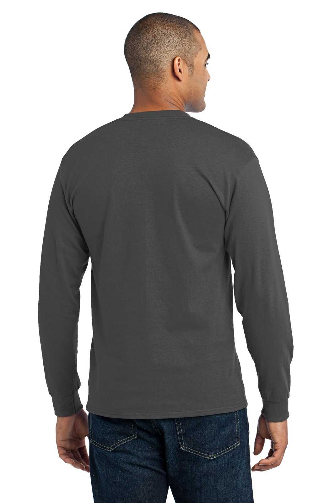 Port &amp; Company PC55LS Long Sleeve Core Blend Tee - Charcoal - HIT a Double - 2