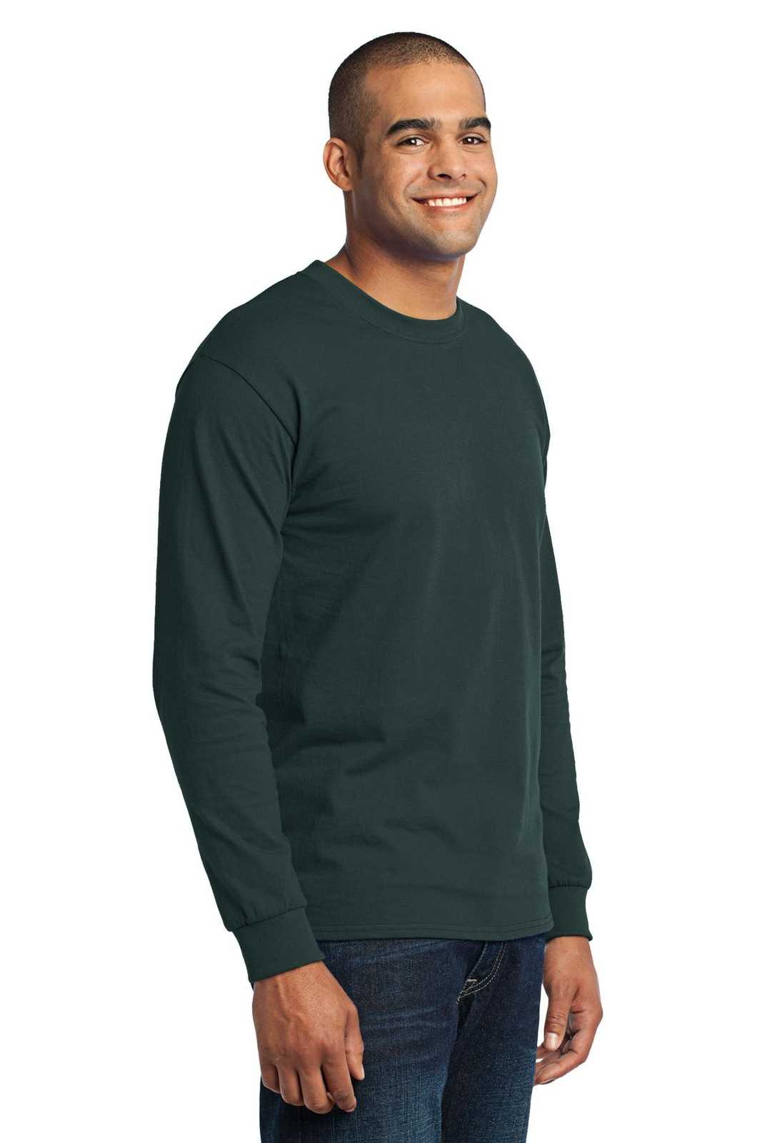 Port &amp; Company PC55LS Long Sleeve Core Blend Tee - Dark Green - HIT a Double - 4