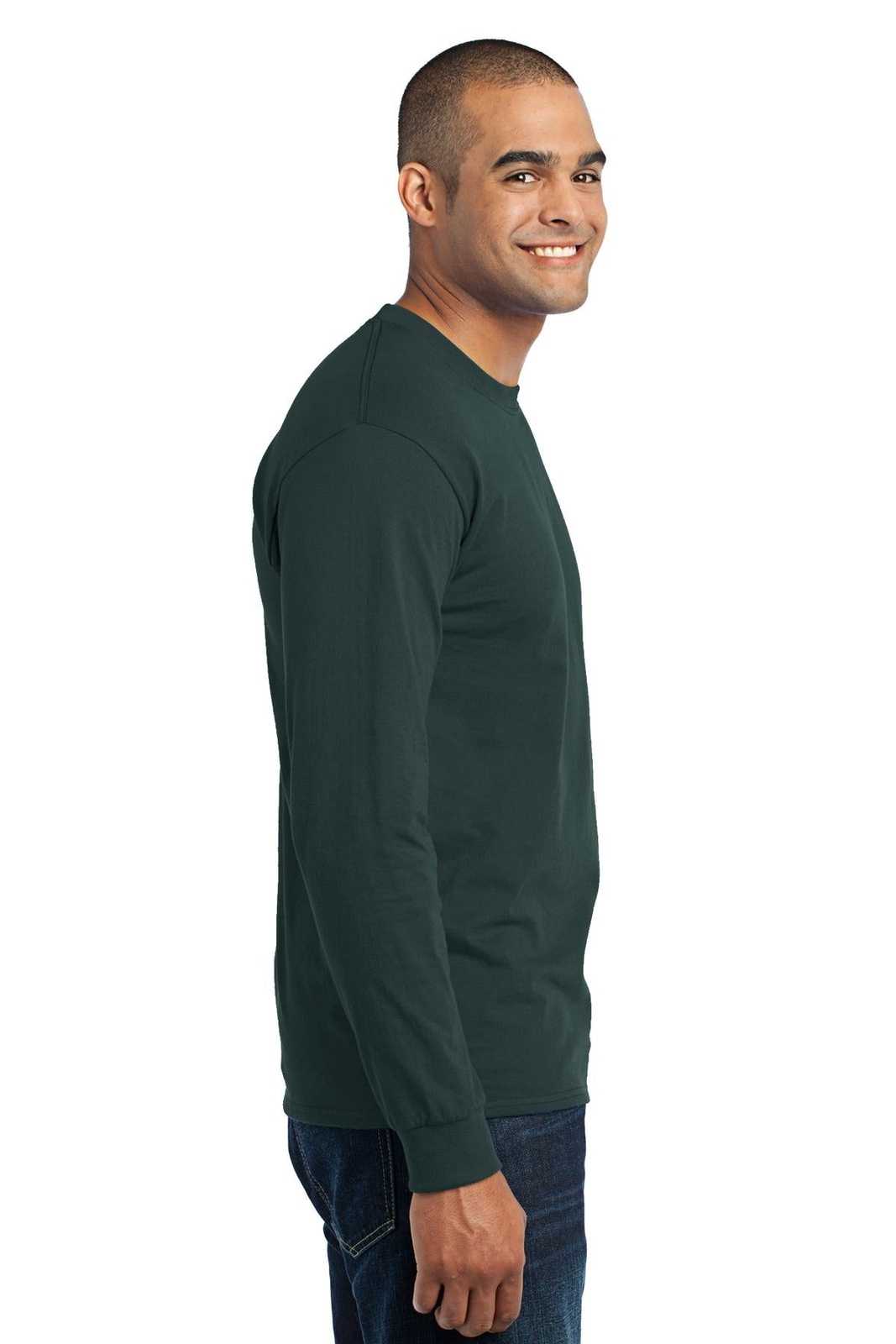 Port &amp; Company PC55LS Long Sleeve Core Blend Tee - Dark Green - HIT a Double - 3