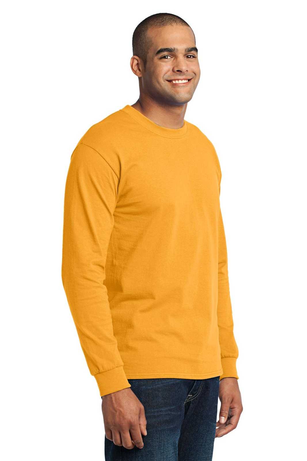 Port &amp; Company PC55LS Long Sleeve Core Blend Tee - Gold - HIT a Double - 4