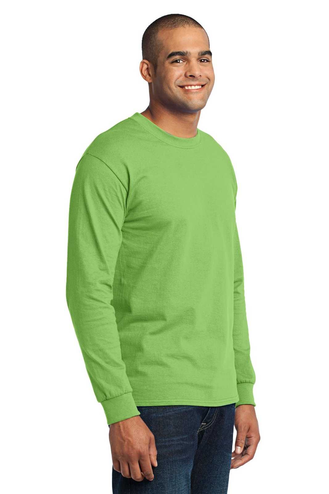 Port &amp; Company PC55LS Long Sleeve Core Blend Tee - Lime - HIT a Double - 4