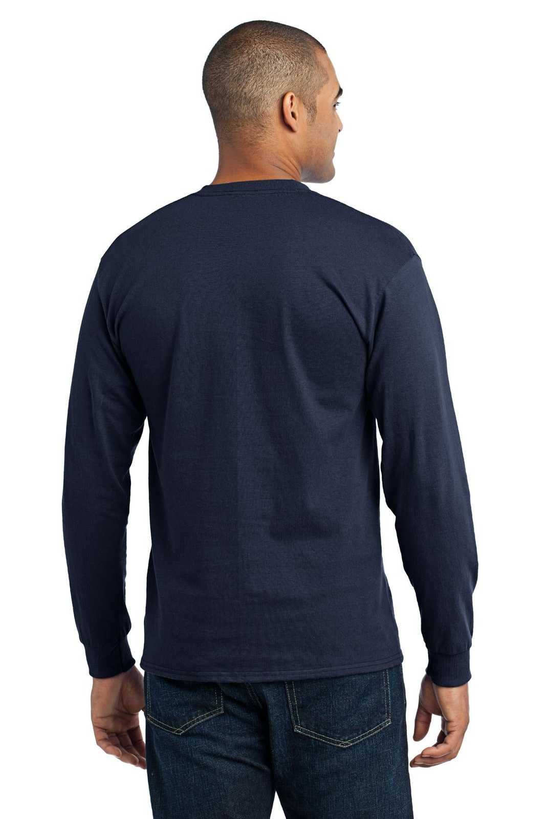 Port & Company PC55LS Long Sleeve Core Blend Tee - Navy - HIT a Double - 1