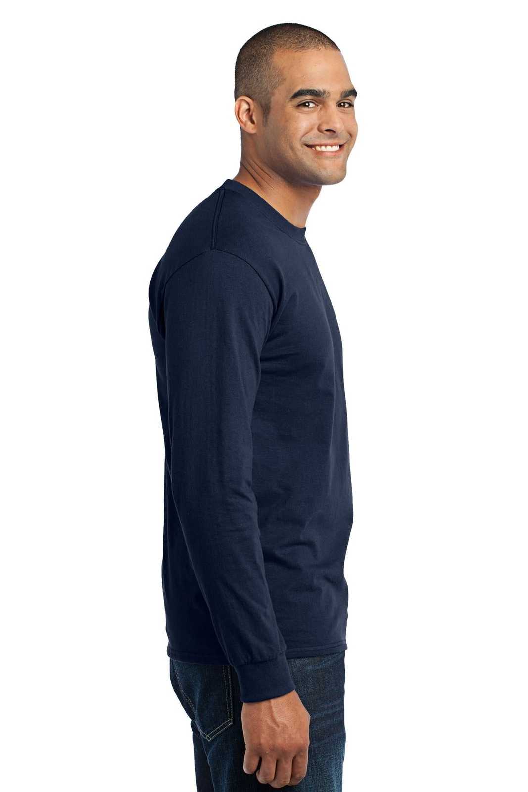 Port &amp; Company PC55LS Long Sleeve Core Blend Tee - Navy - HIT a Double - 3