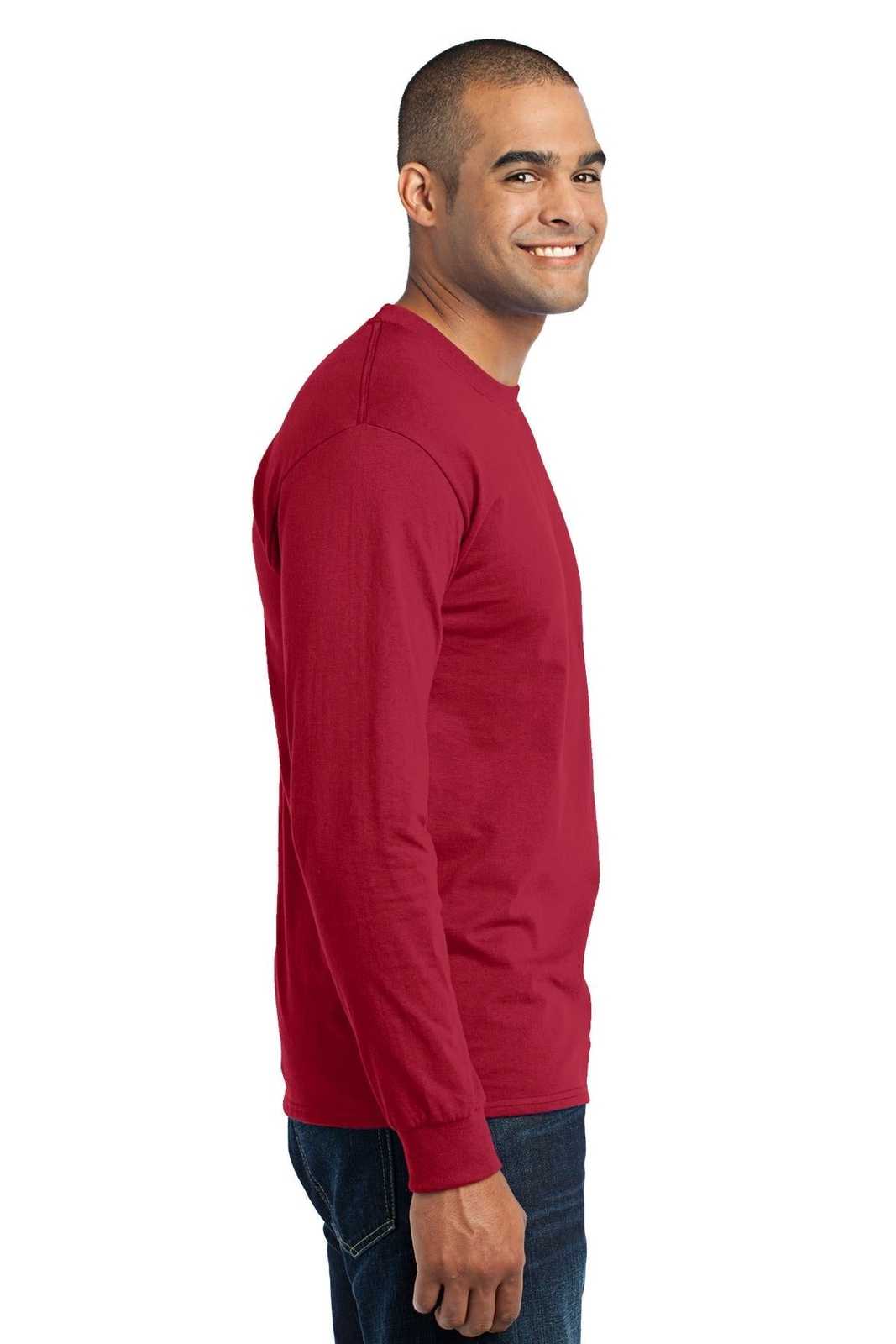 Port &amp; Company PC55LS Long Sleeve Core Blend Tee - Red - HIT a Double - 3