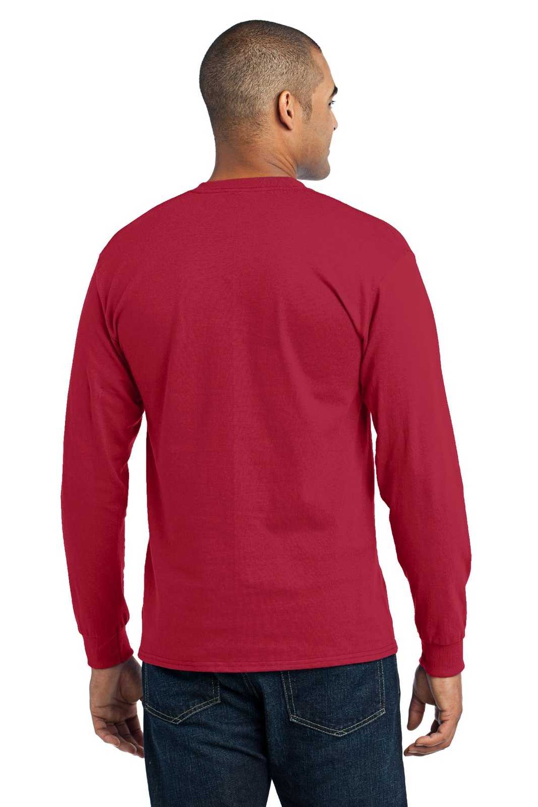 Port &amp; Company PC55LS Long Sleeve Core Blend Tee - Red - HIT a Double - 2