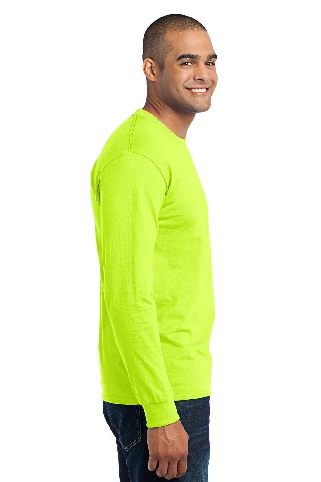 Port &amp; Company PC55LS Long Sleeve Core Blend Tee - Safety Green - HIT a Double - 3