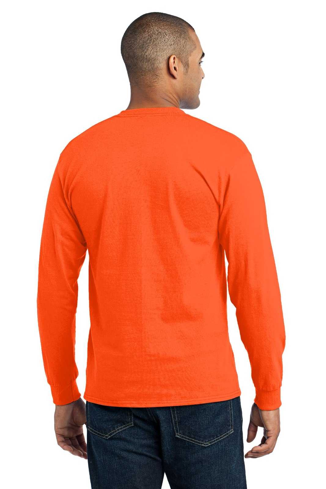 Port &amp; Company PC55LS Long Sleeve Core Blend Tee - Safety Orange - HIT a Double - 2