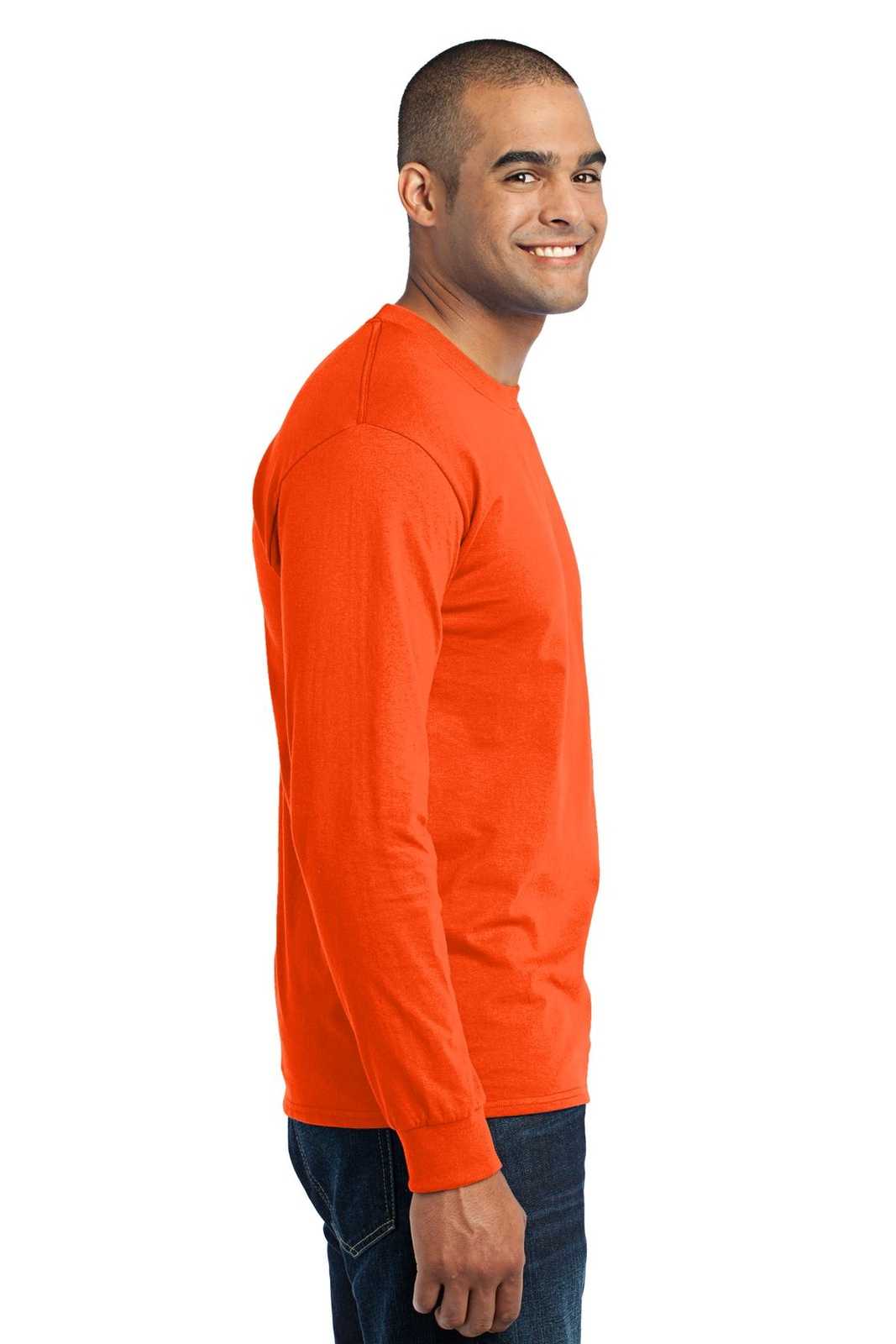 Port &amp; Company PC55LS Long Sleeve Core Blend Tee - Safety Orange - HIT a Double - 3