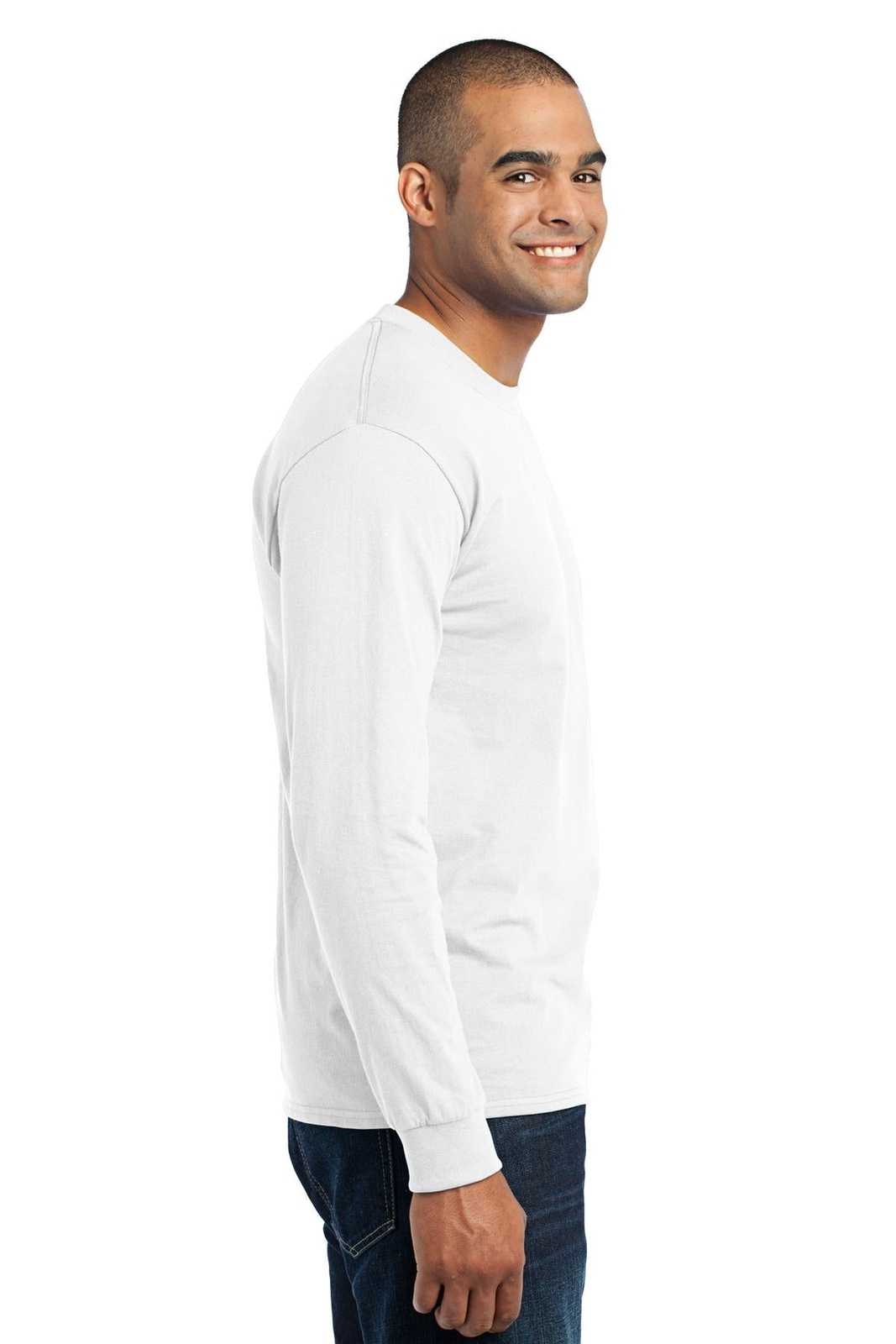 Port &amp; Company PC55LS Long Sleeve Core Blend Tee - White - HIT a Double - 3