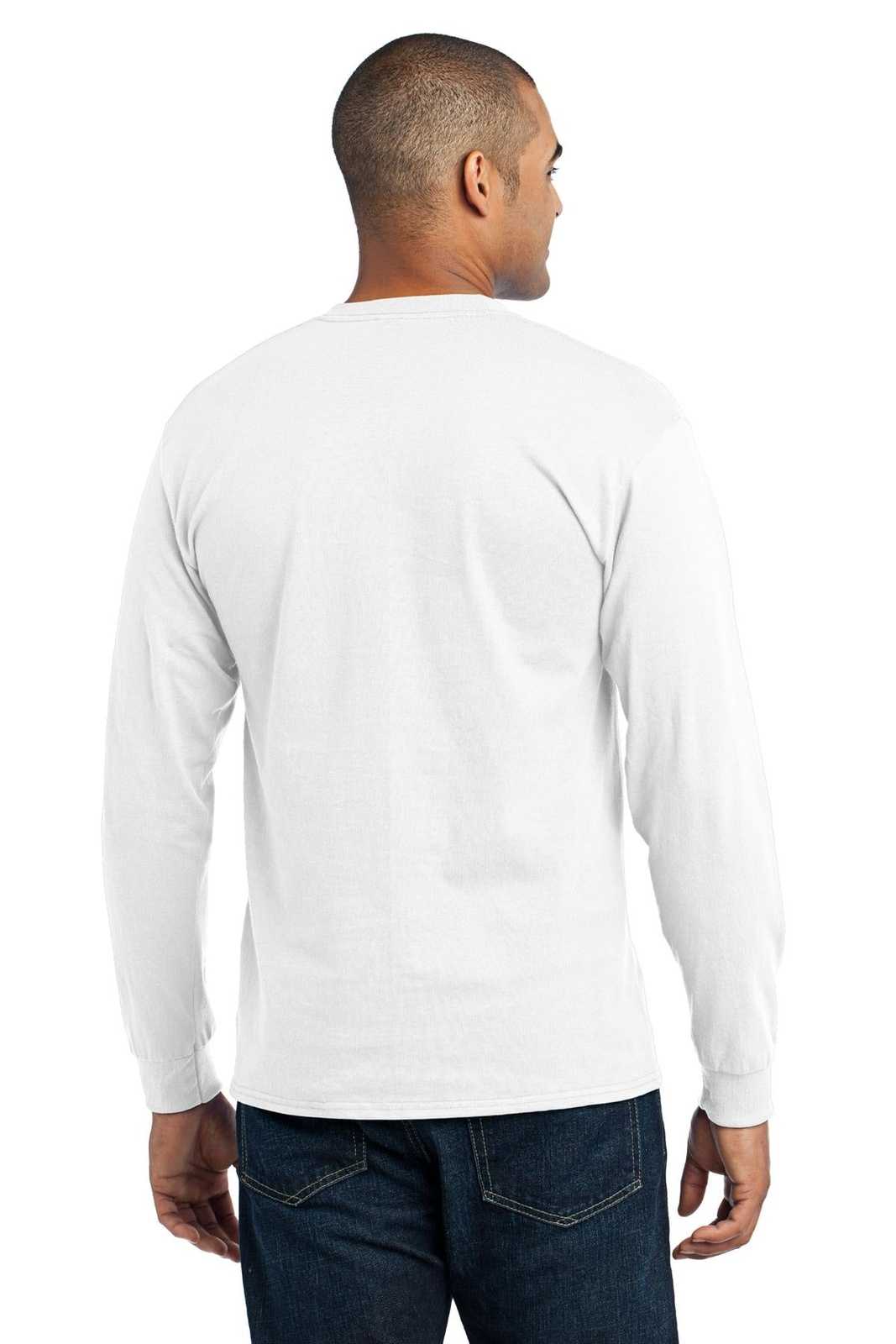 Port &amp; Company PC55LS Long Sleeve Core Blend Tee - White - HIT a Double - 2