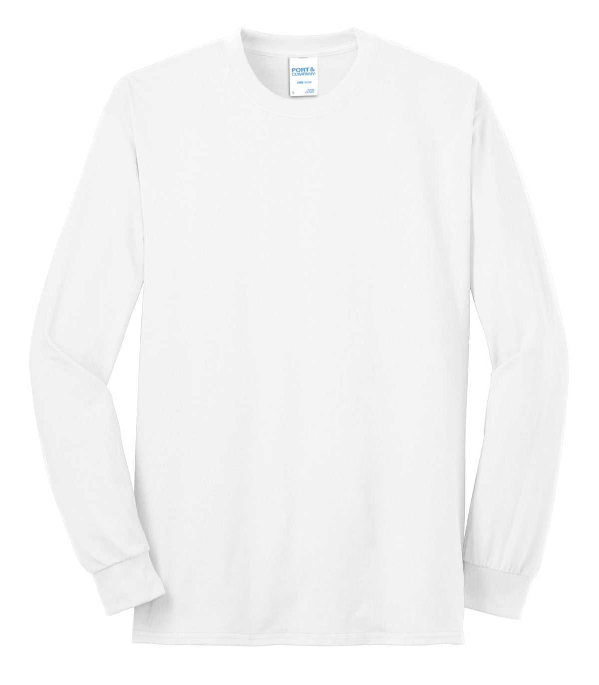 Port &amp; Company PC55LS Long Sleeve Core Blend Tee - White - HIT a Double - 5