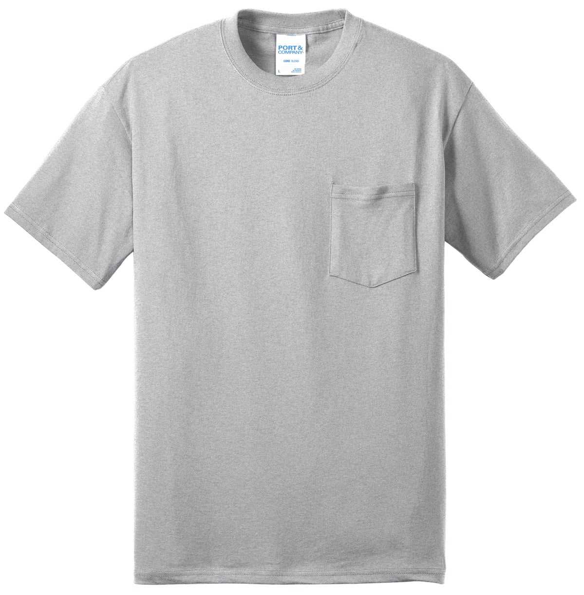 Port &amp; Company PC55PT Tall Core Blend Pocket Tee - Ash - HIT a Double - 2