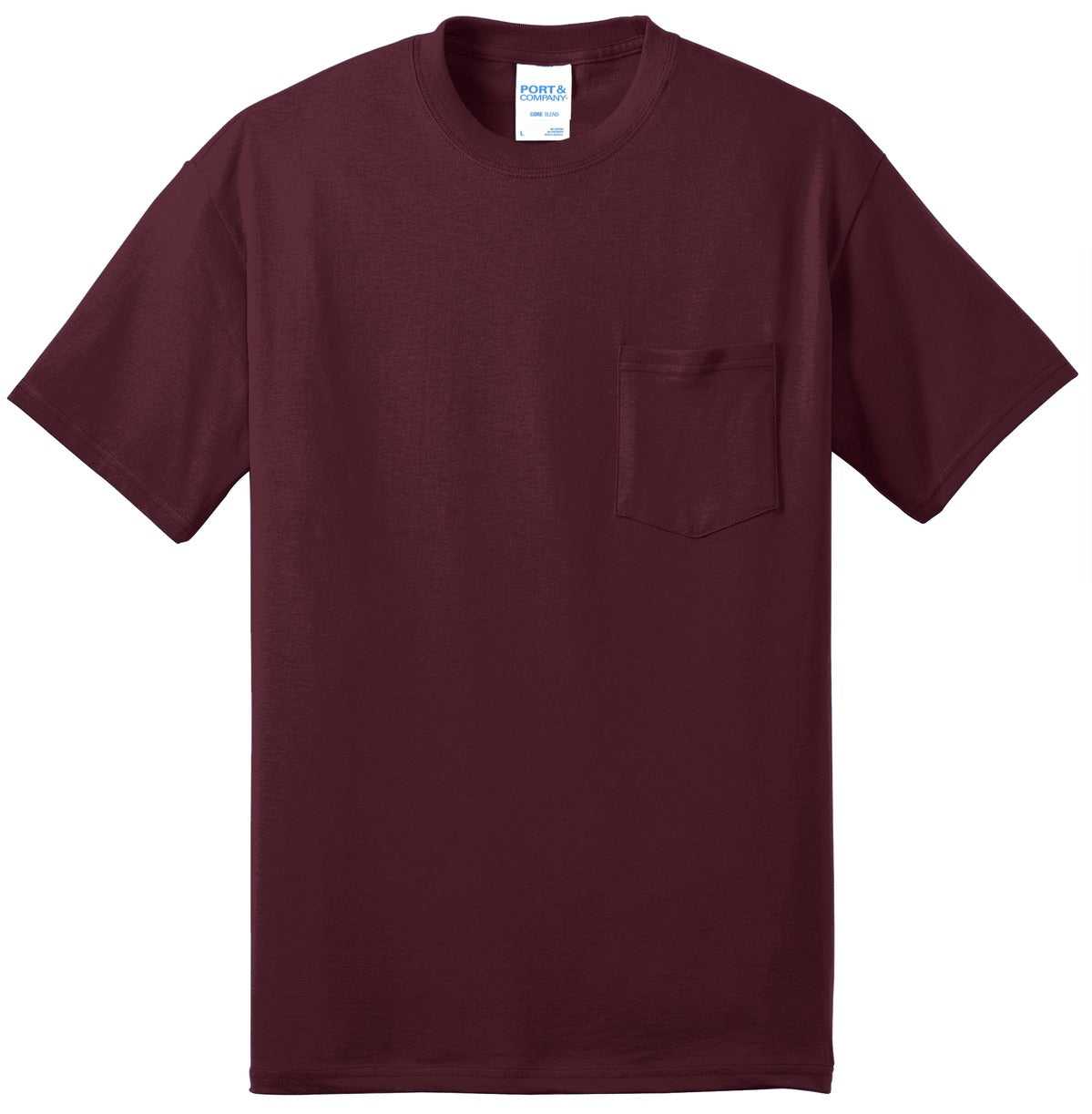 Port &amp; Company PC55PT Tall Core Blend Pocket Tee - Athletic Maroon - HIT a Double - 2