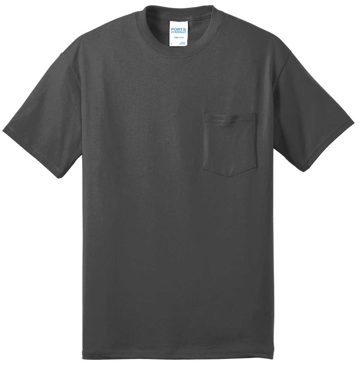 Port &amp; Company PC55PT Tall Core Blend Pocket Tee - Charcoal - HIT a Double - 2