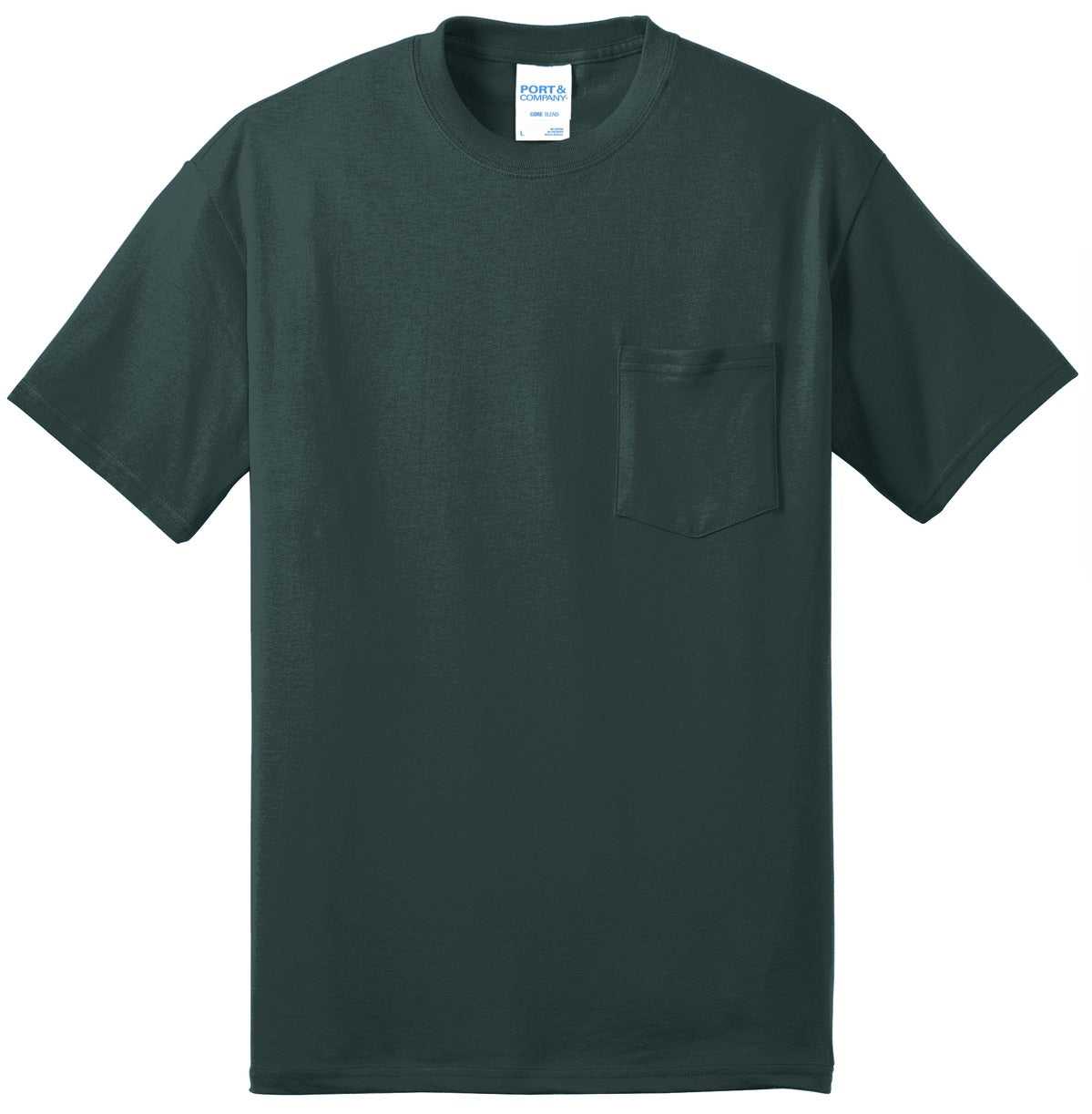 Port &amp; Company PC55PT Tall Core Blend Pocket Tee - Dark Green - HIT a Double - 2