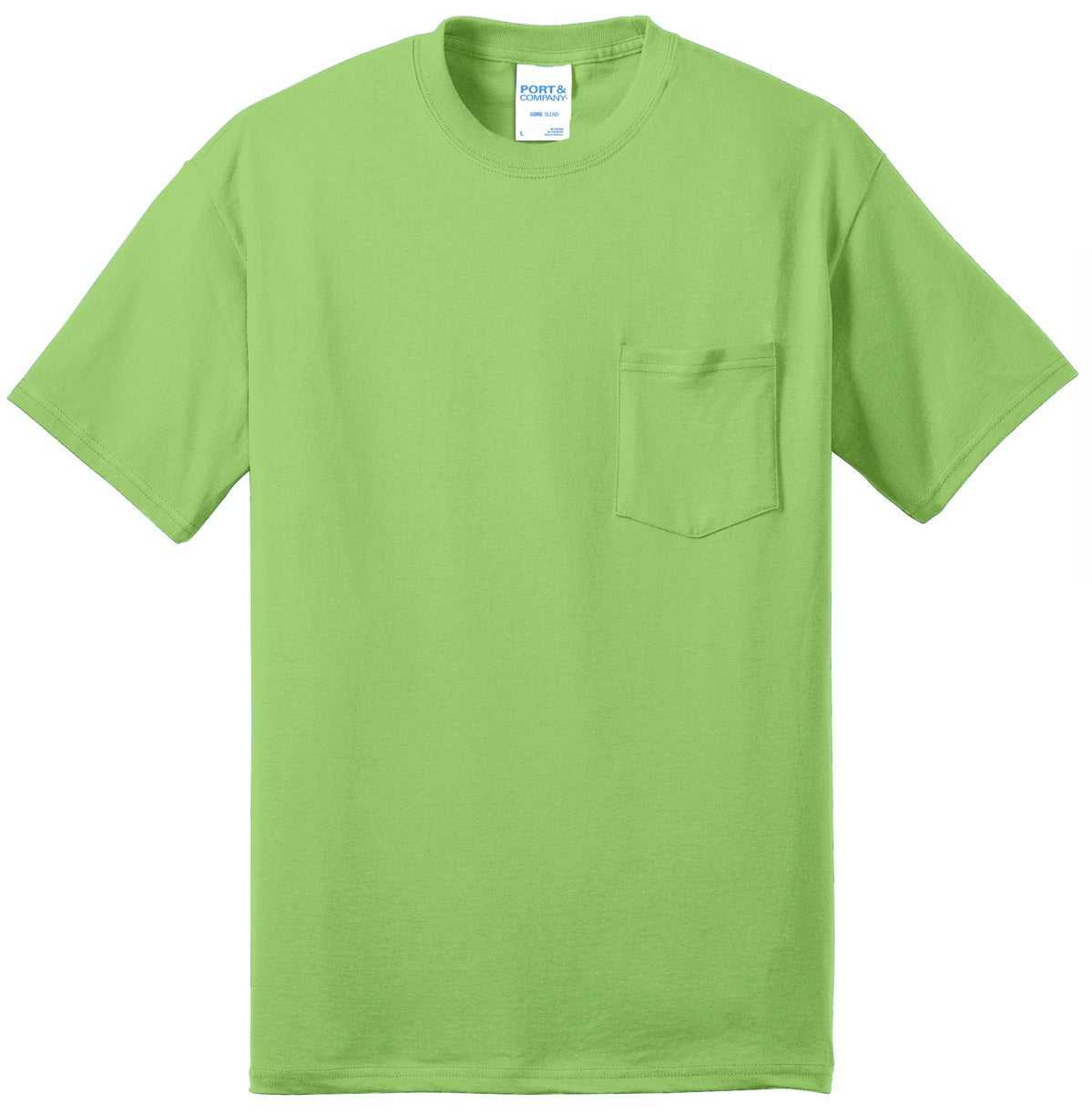 Port &amp; Company PC55PT Tall Core Blend Pocket Tee - Lime - HIT a Double - 2