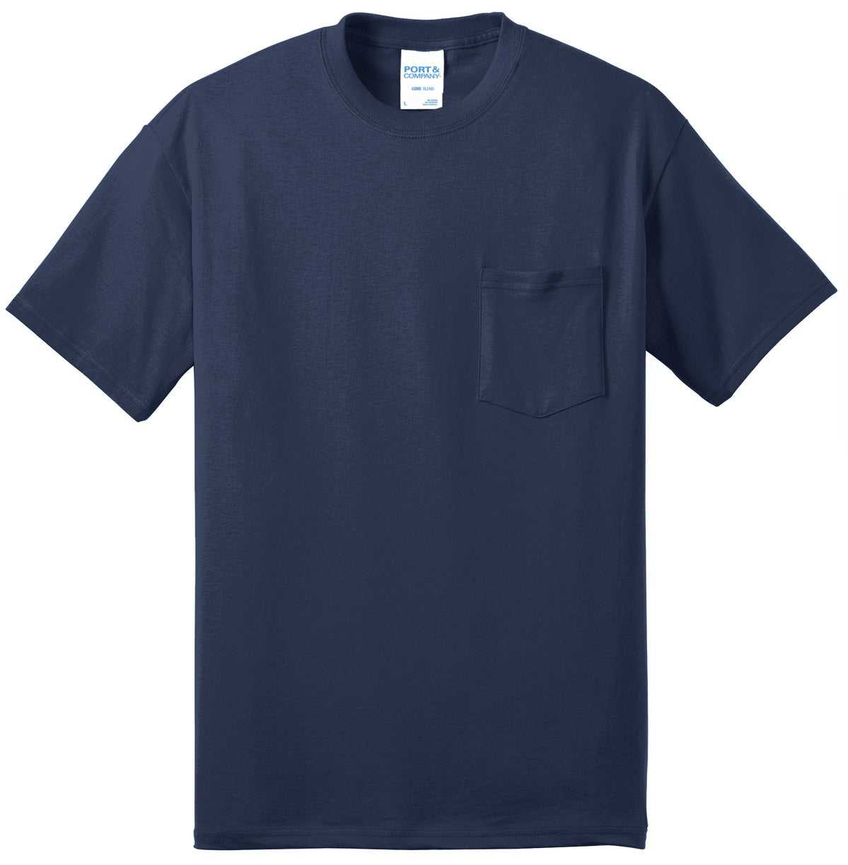 Port &amp; Company PC55PT Tall Core Blend Pocket Tee - Navy - HIT a Double - 2