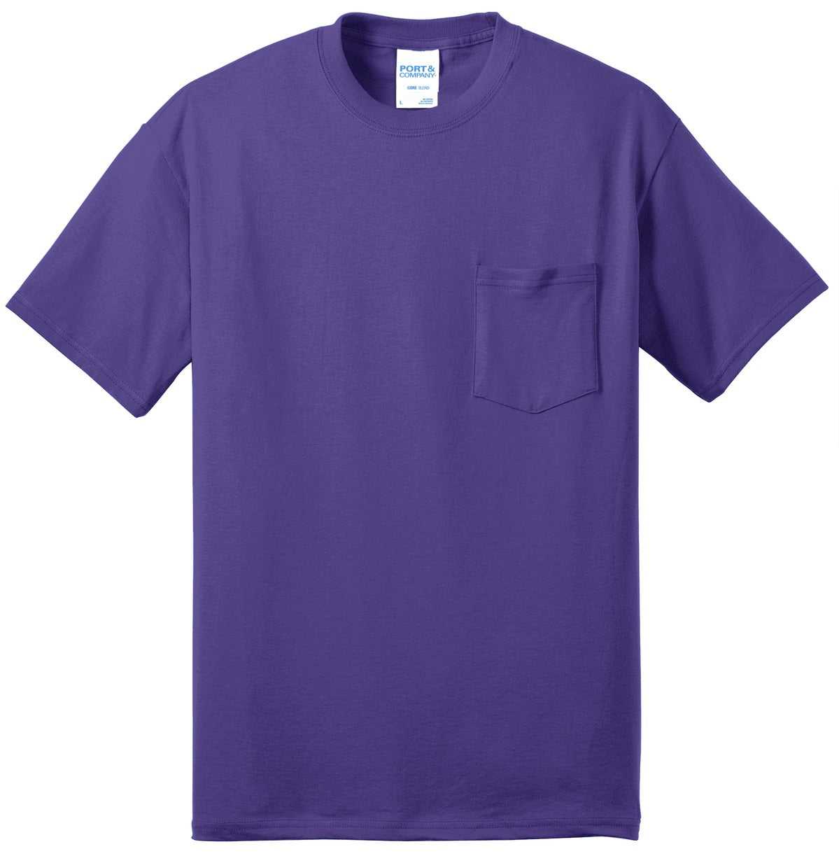 Port &amp; Company PC55PT Tall Core Blend Pocket Tee - Purple - HIT a Double - 2