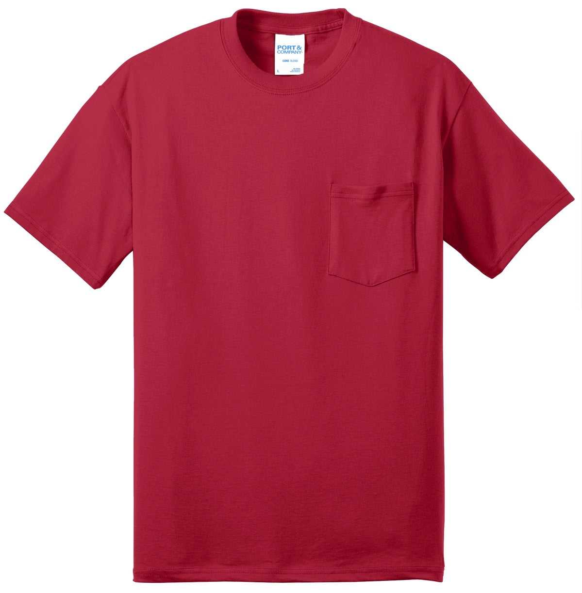 Port &amp; Company PC55PT Tall Core Blend Pocket Tee - Red - HIT a Double - 2
