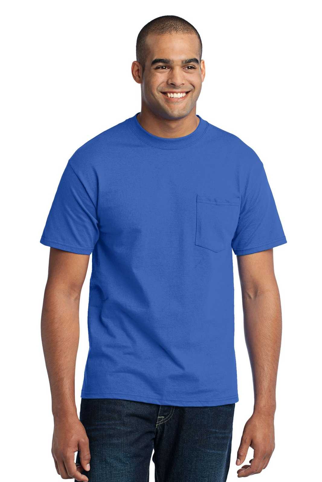 Port &amp; Company PC55PT Tall Core Blend Pocket Tee - Royal - HIT a Double - 1