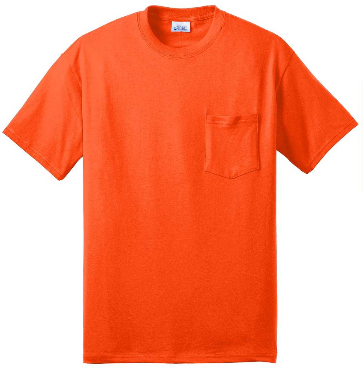 Port &amp; Company PC55PT Tall Core Blend Pocket Tee - Safety Orange - HIT a Double - 2